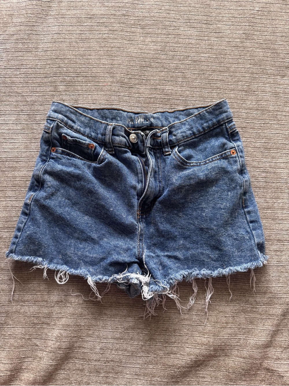 Rewash Dark Blue Frayed Denim Shorts